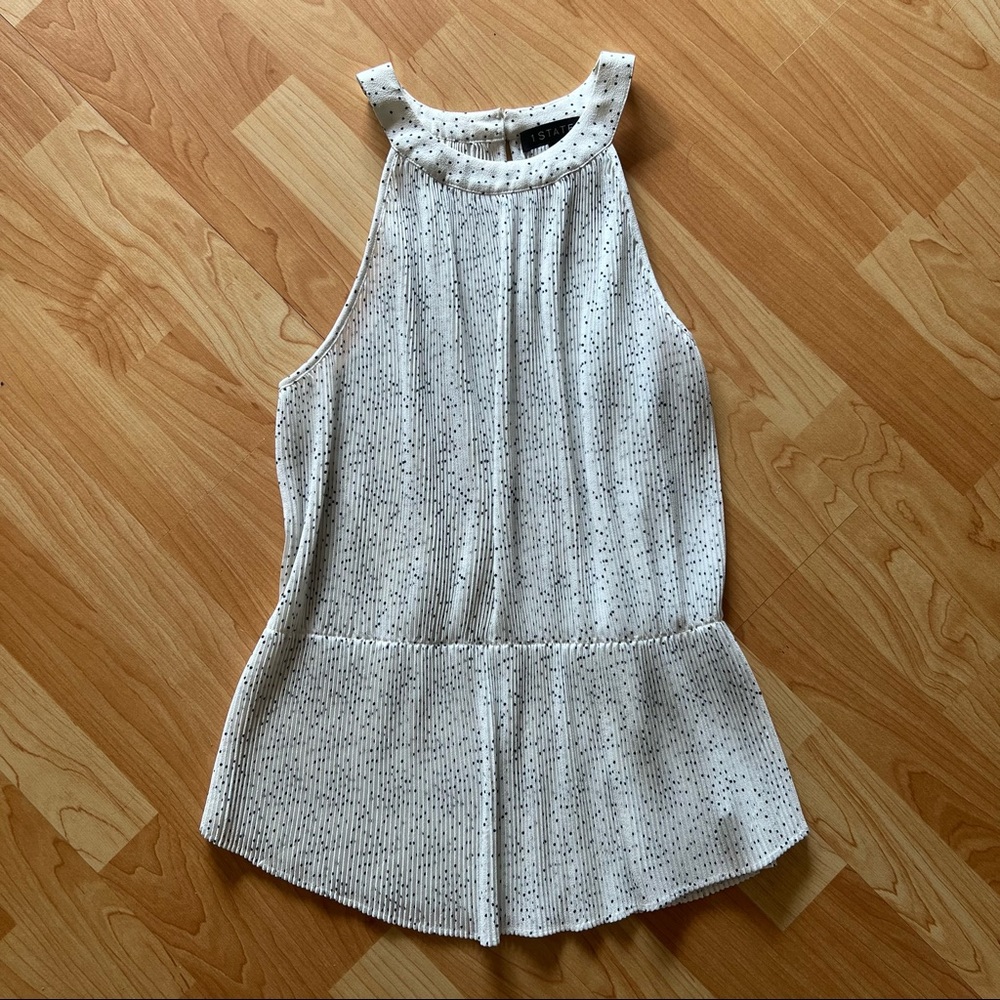 White polka dot high neck tank top